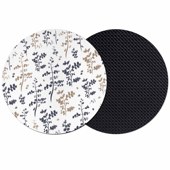Grey Brown Botanical Coasters Set of 2, Absorbent Coasters for Drinks, Watercolor Spring Floral Summer Leaf Coaster for Desk Coffee Table Protection, Home Decor House Warming Gifts 4"