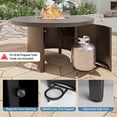 thumbnail image 4 of Gotland 7-Piece Outdoor Patio Dining Set, 48 Inch Round Propane Fire Pit Table with 6 Swivel Rocking Chairs, All Weather Patio Conversation Furniture for Backyard Deck Garden, Navy Blue, 4 of 8