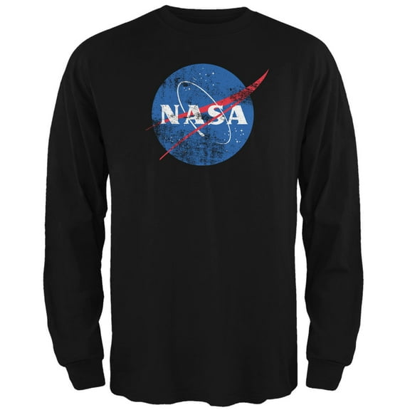Old Glory Mens NASA Distressed Logo Long Sleeve Graphic T Shirt