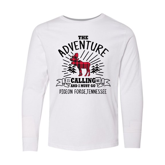 Inktastic Pigeon Forge Tennessee The Adventure is Calling and I Must Go Long Sleeve Youth T-Shirt