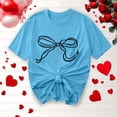 thumbnail image 1 of Offre Limitée Iumwxz T-Shirts Basiques Plissés Décontractés pour Femmes Blouses pour Femmes T-Shirts Graphiques à Nœud Col Rond Manches Courtes Blouse Tops pour Dames Doux et Confortables Course Course, 1 of 4