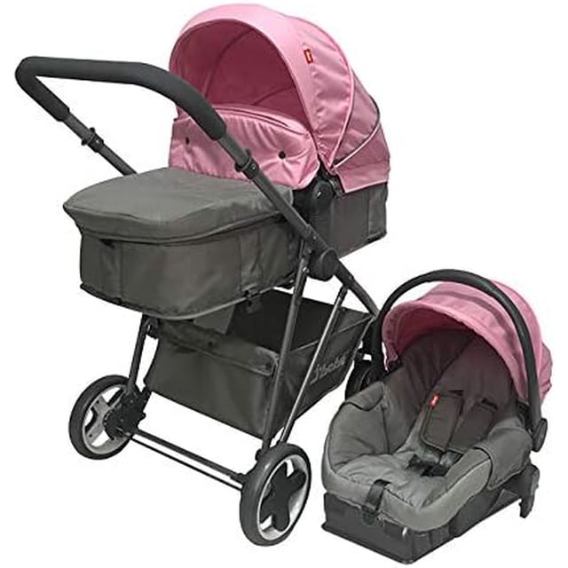 D´BEBÉ - Carriola Travel System Queen - Carriola Multincional - Ideal para Bebés Recién Nacidos y hasta los 4 años - Incluye Bambineto y Autoasiento - Color Rosa