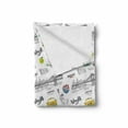 thumbnail image 2 of USA Soft Flannel Fleece Throw Blanket, Liberty New York City Hotdog Manhattan Bridge American Illustration, Cozy Plush for Indoor and Outdoor Use, 60" x 80", Yellow Grey White, by Ambesonne, 2 of 6