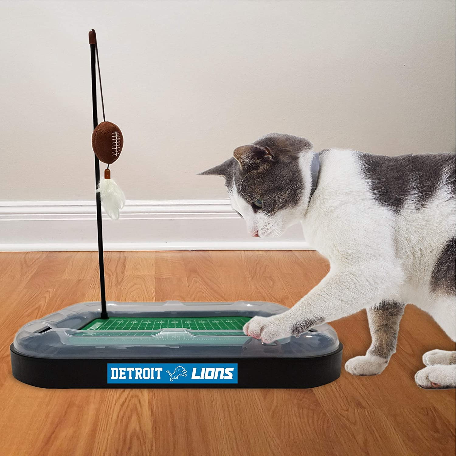 NFL Detroit Lions CAT Scratcher Toy with Catnip Plush & Feather Cat and Kitty Toy