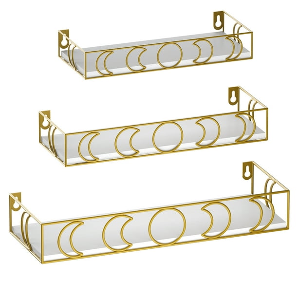 Gold Corner Shelf Wall Mount Set of 3