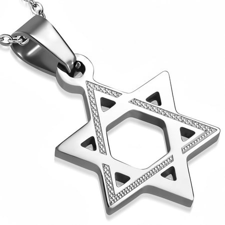 Garnet Star Of David Necklace - Stainless Steel Classic Jewish Star of David Pendant Necklace, 20