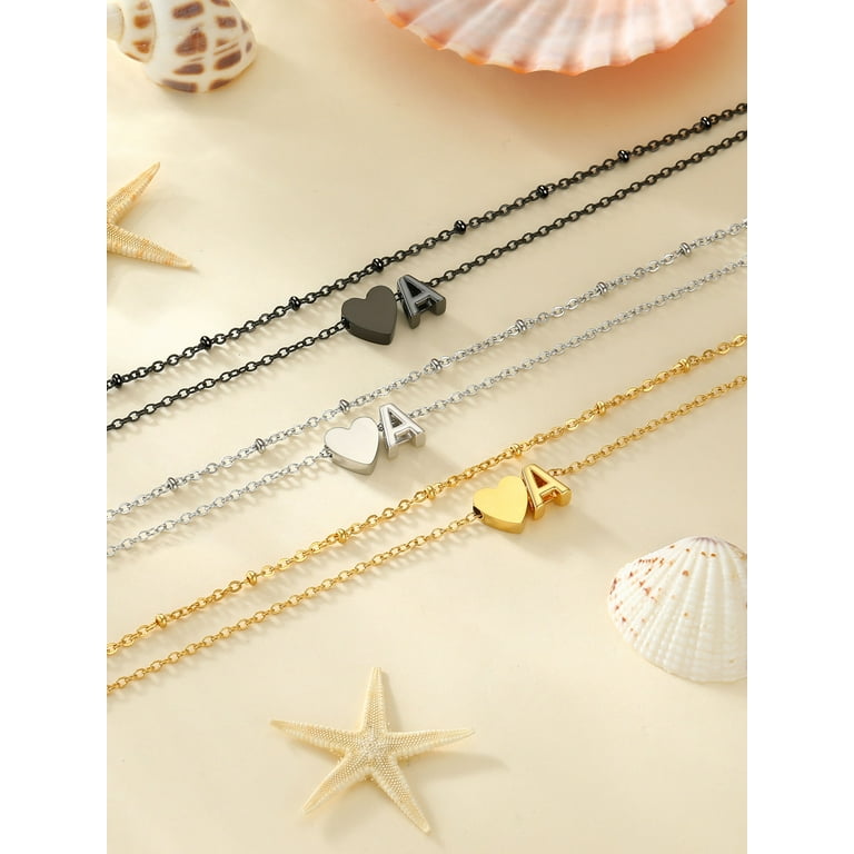 PROSTEEL Initial Heart Anklet for Women Double Layered Chain