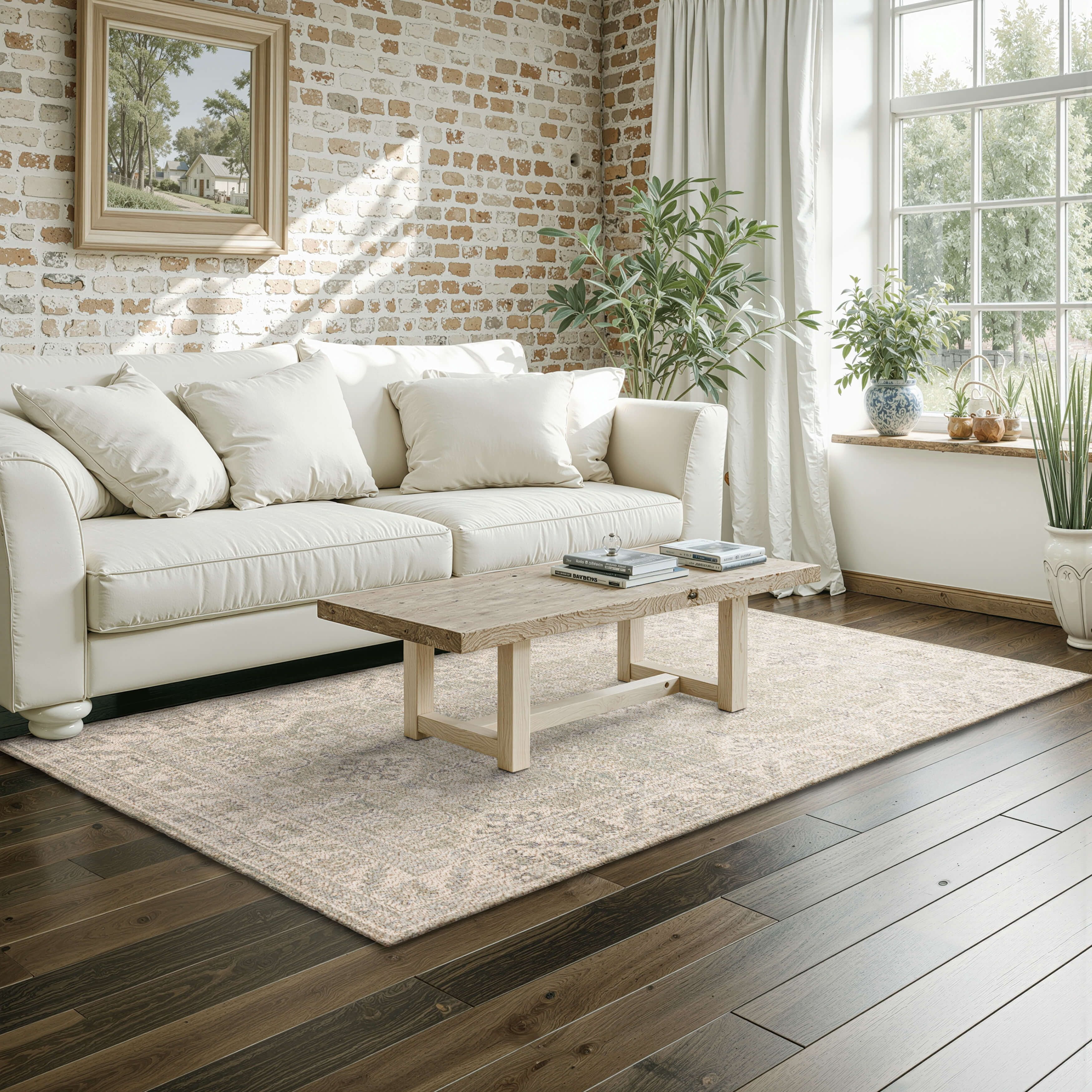 Mainstays Zula Acacia Low Pile Stain/Fade Resistant Polyester Indoor Area Rug, Green, 5' x 7'