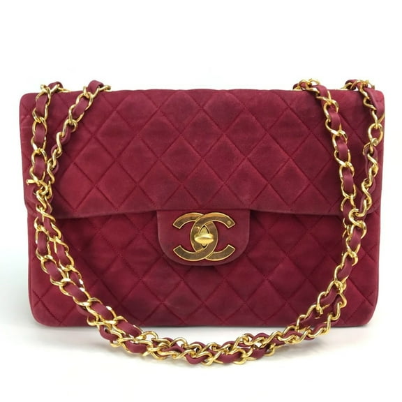 Pre-Owned Chanel CC Mark Bag Double Chain Shoulder Bag Bordeaux GoldHardware (Good)