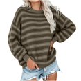 thumbnail image 4 of MYAOYI Womens Oversized Striped Sweater Crew Neck Drop Shoulder Knit, 4 of 8