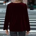 thumbnail image 3 of Annhoo Women's Velvet Shirts Cowl Neck Drape Ruched Front Elegant Long Sleeve Tops Dressy Casual Loose Work Blouses, 3 of 6