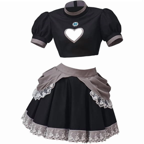 Bowsette Inspired Sexy Black Princess Top and Skirt Set for Women
