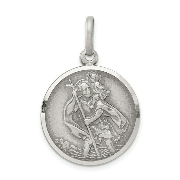 925 Sterling Silver Saint Christopher Medal Pendant Charm Religious Patron St