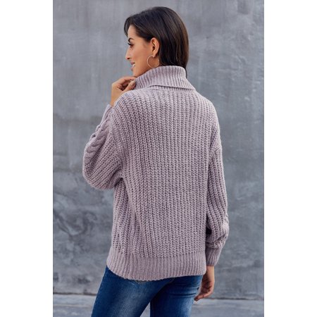 POGLIP Women's Purple Chunky Turtleneck Sweater | Walmart Canada