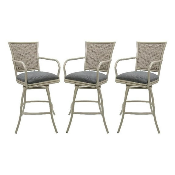 Set of 3 - Outdoor Indoor 30" Bar Stool - Erin on Beige Frame