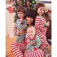 thumbnail image 3 of Conjunto de pijamas de rayas de Color de contraste de Navidad para niñas y niños, trajes de 2 piezas, ropa de casa para niños, traje suelto suave, ropa de dormir informal, 3 of 4