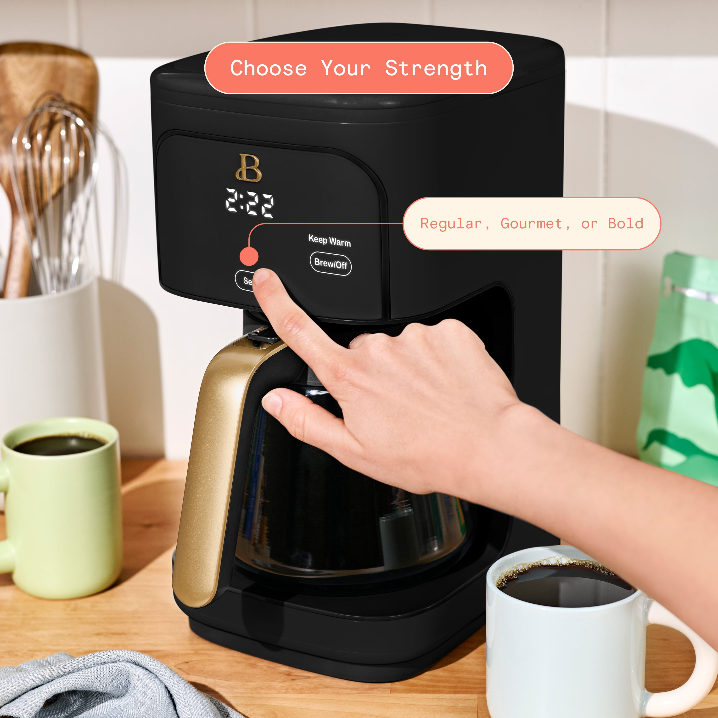 Beautiful 12 cup Programmable Coffee Maker, Black Sesame by Drew Barrymore