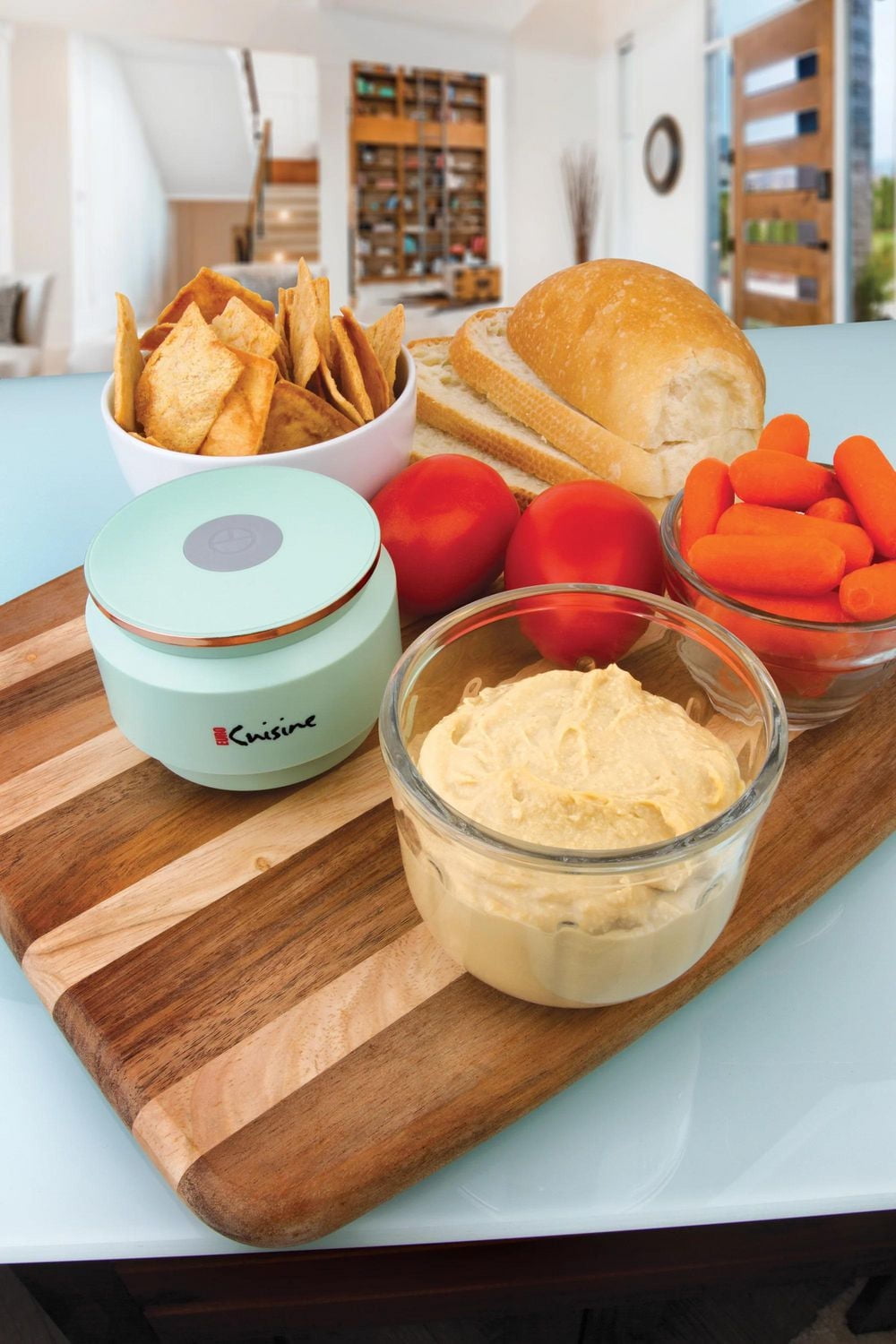 Hachoir Sans Fil/Rechargeable avec Cordon USB et Bol nn Verre, Vert