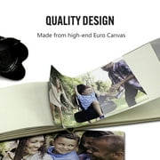 Bellagio-Italia Canvas Photo Album - Memory Scrapbook, and Polarioid Book for Calligraphy, Scrapbooking - Includes Removable Plastic Sheet Covers - Capacity for 72 Pictures Total - Small
