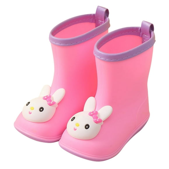 NOKIO Toddler Kids Rain Boots for Girls and Boys, Non-Sli𝗉 Rubber Carton Print Water Shoes with Easy-On Closure, Lightweight Water-proof Rainboots for Children Outdoor Play and Puddle Jumping Fun