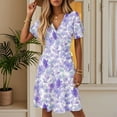 thumbnail image 3 of SAATLERI Spring Dresses for Women 2025 Casual Summer Midi Dresses Short Sleeve Floral Printed V Neck Swing A-Line Beach Dress, 3 of 4