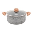 thumbnail image 1 of Cacerola Olla Hudson 24cm Aluminio Forjado espesor 4mm Antiadherente Granito con tapa cristal, 1 of 9