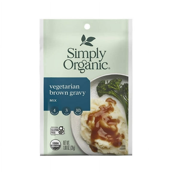 Simply Organic Vegetarian Brown Gravy Mix, Certified Organic, Vegetarian, Gluten-Free | 1 oz | Pack of 12