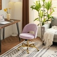 thumbnail image 3 of Ktaxon Office Desk Chair Adjustable Flannel Computer Task Chair Small Rolling Vanity Stool with Wheels for Study Make-up Dressing Room Light Purple, 3 of 10
