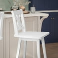 thumbnail image 4 of BizChair Commercial Grade Solid Wood Modern Farmhouse Swivel Bar Height Barstool in Antique White Wash, 4 of 12