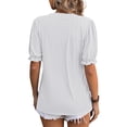 thumbnail image 2 of Gomelly Women T-shirt V-Neck Tee Bohemian Summer Tops Ladies Comfy Holiday Pullover Short Sleeve Tunic Blouse White XL, 2 of 3