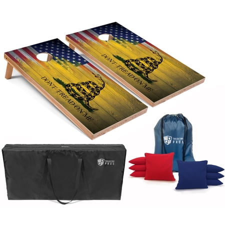 Tailgating Pros Regulation Cornhole Boards Flag Set - Includes 8 Bean Bags  Carrying Cases  and 4 x2  Corn Hole Toss Game - Optional LED Lights
