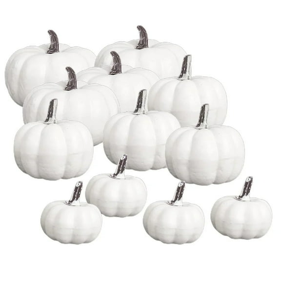 12 Pack Artificial Pumpkins Halloween Thanksgiving Decorations, Faux Pumpkins for Dining Table Kitchen Centerpieces, Lightweight Craft Foam & Farmhouse Style Fall