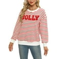 thumbnail image 2 of Sweatshirts for Women Glitter Patch Merry Christmas Letter Print Sweater Embroidered Pullover Tops M, 2 of 10