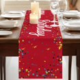 thumbnail image 2 of Red Birthday Table Runner 72 Inches Long,Colorful Confetti Ribbons Polka Dots Classroom Cotton Linen Table Runners Dresser Scarves,Fabric Tabletop Scarf Furniture Cover for Home Dinner Party 13"x72", 2 of 5