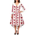 thumbnail image 4 of Valentine Dresses for Women Long Sleeve Casual V Neck Dress Love Heart Loose Oversized Dresses Hot Pink XL, 4 of 5
