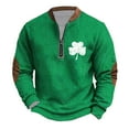 thumbnail image 1 of Penkiiy Haut Imprimé pour la Saint-Patrick pour Hommes Demi-Fermeture à Glissière Manches Longues Col Rond Chemise 5TG Multicolore, 1 of 5