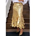 thumbnail image 2 of Faldas formales de talla grande para mujer, elegantes, doradas y plateadas, largas, con lentejuelas, para fiestas, clubes nocturnos, faldas de cintura alta, faldas casuales para cóctel para mujer, 2 of 4