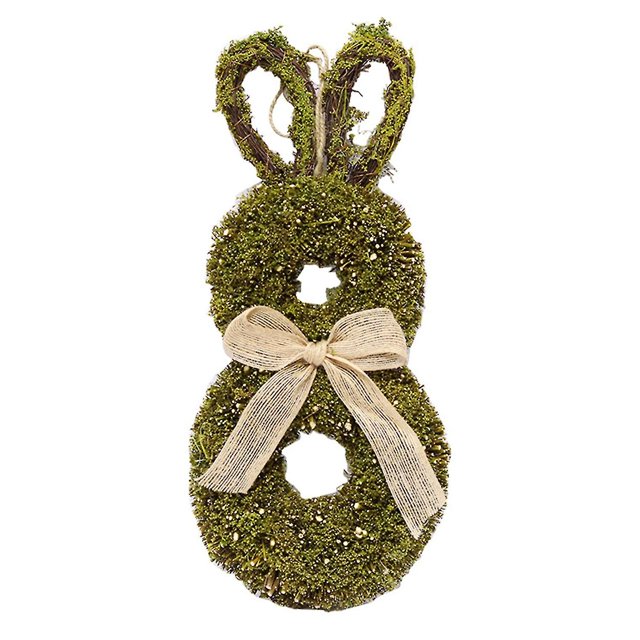 Colgante de planta con forma de conejito con decoración de Pascua Colgante de corona de plantas artificiales para pared YGWL