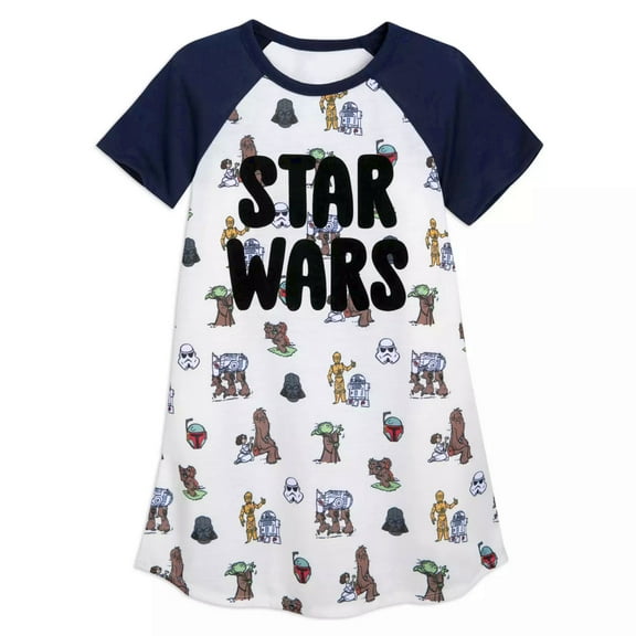 Star Wars Girl's Character Print Logo Jersey Nightgown, Gown (Size 9/10)