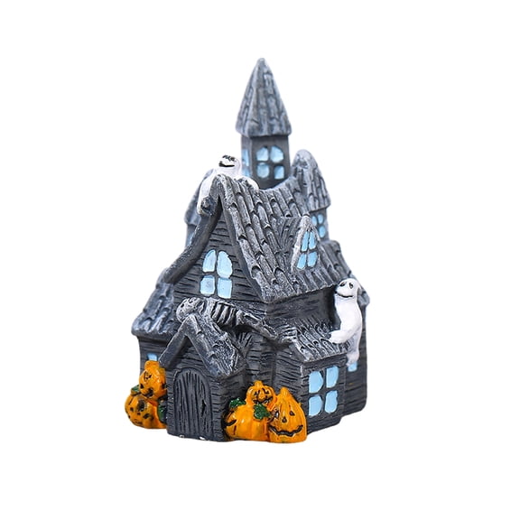 Haunted House Figurine, Haunted House Figurines Resin Halloween Mini Decor Props|Compact Resin Houses Build Spooky Mini Scenes for Terrariums,Fairy Gardens,Tiered Trays,Party Tables,Diy Crafts, A