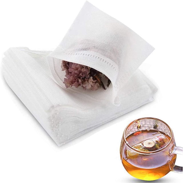 400 bolsitas de té desechables para té suelto, bolsitas de té vacías con cordones para té suelto, bolsas de filtro de té natural para té suelto (3,54 x 2,75 pulgadas) Rojo Verde