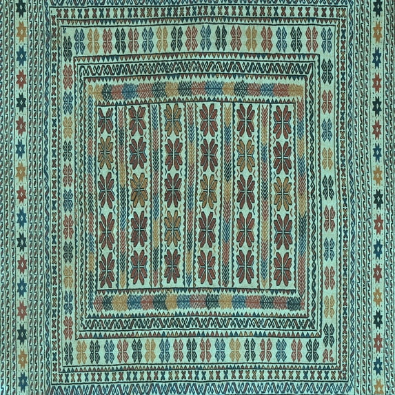 Ahgly Company Indoor Square Southwestern Light Blue Country Area Rugs, 8' Square