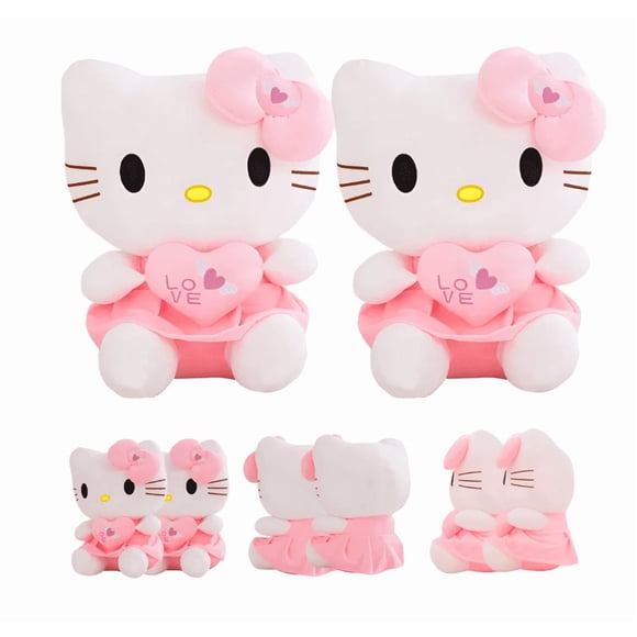Xtellar 2pc Peluche Cariñoso Hello Kitty Con Corazón Kawaii Para30cm
