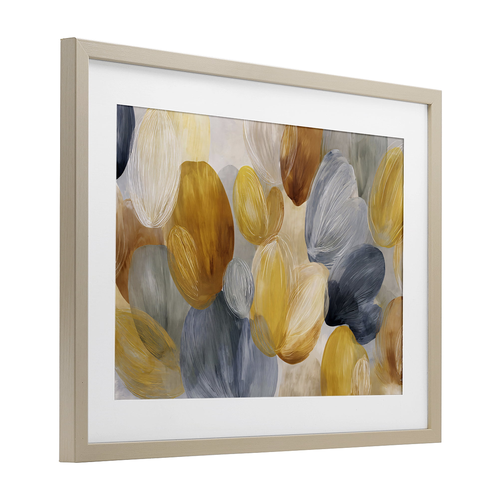 Stupell Industries Warm Oblong Layered Shapes Birch Framed Print Under Glass, design by Jacky Ngan