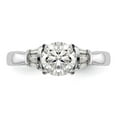 thumbnail image 4 of 14K White Gold Ring Band Engagement Semi Mount center Stone Mounting Round Diamond Baguette, Size 5, 4 of 7