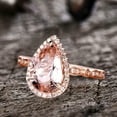 thumbnail image 4 of 11x8mm 3.75 Carat Pear Shaped Diamond Moissanite Halo Morganite 10k Rose Gold Engagement Ring, 4 of 8