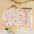 thumbnail image 2 of THDHVS Girls Casual Outfits,Summer Outfits Sets for Kids,Kid's Summer Cotton Yarn Comfortable and Refreshing Pajamas Set Cardigan 3/4 Sleeve Pants Home Clothes Set, 2 of 3