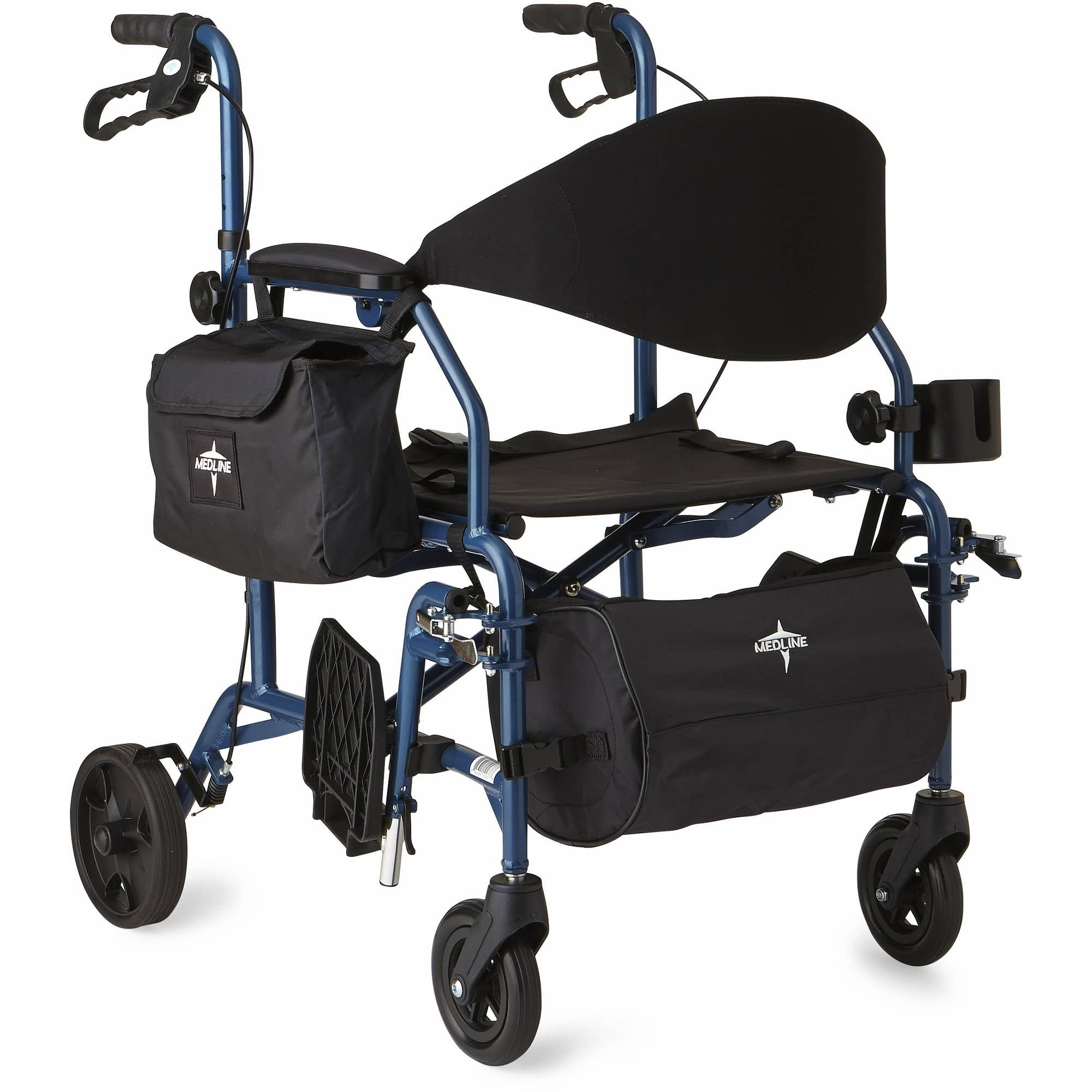 Medline Combination Rollator Transport Wheelchair Folding Rolling