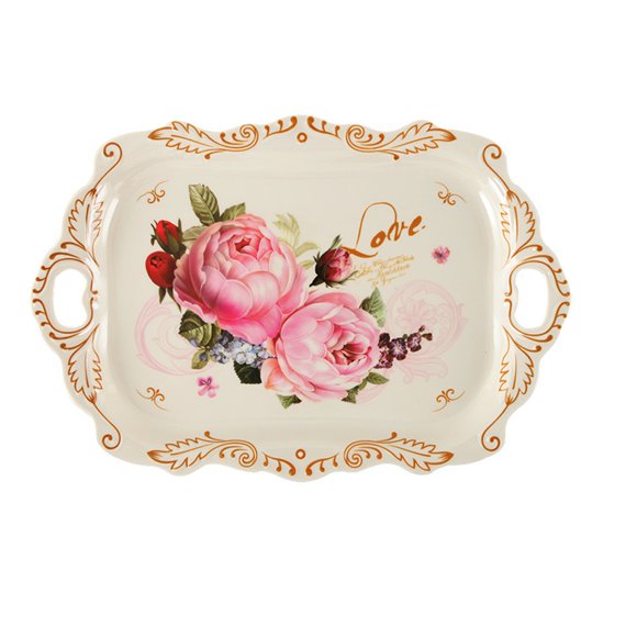 MasteelfCA 1Pc Decorative Melamine Tea Cup Tray Elegant Snack Fruit Storage Holder for Home