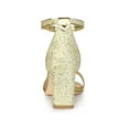 thumbnail image 2 of BLISSFUL STEP Women's Shoes Glitter Ankle Strap Block Heel Prom Sandals Gold 7.5, 2 of 8